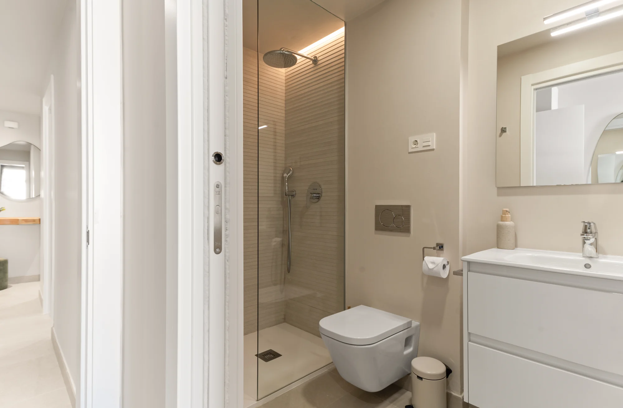 Contemporary bathroom with a glass walk-in shower